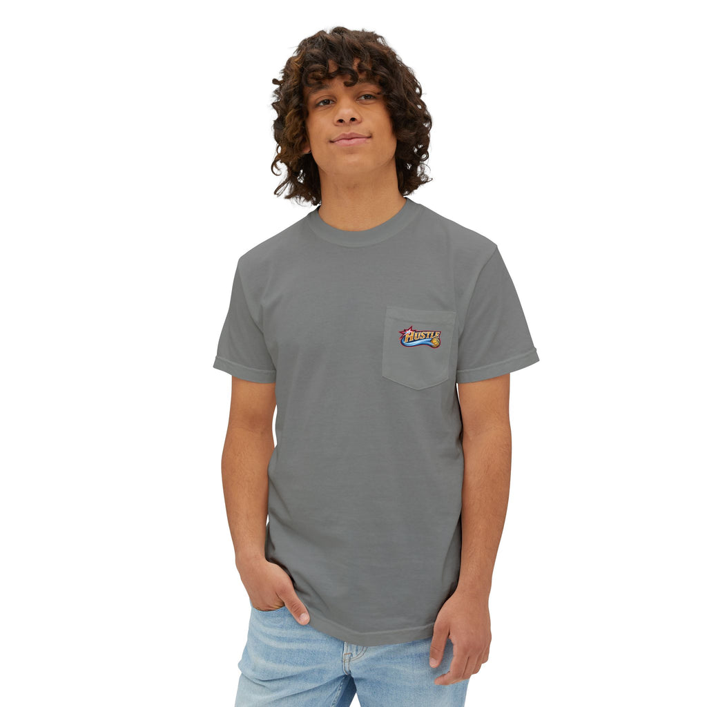 Hustle Sixers Logo Pocket Tee - Retro 76ers Pocket T-Shirt Comfort Colors