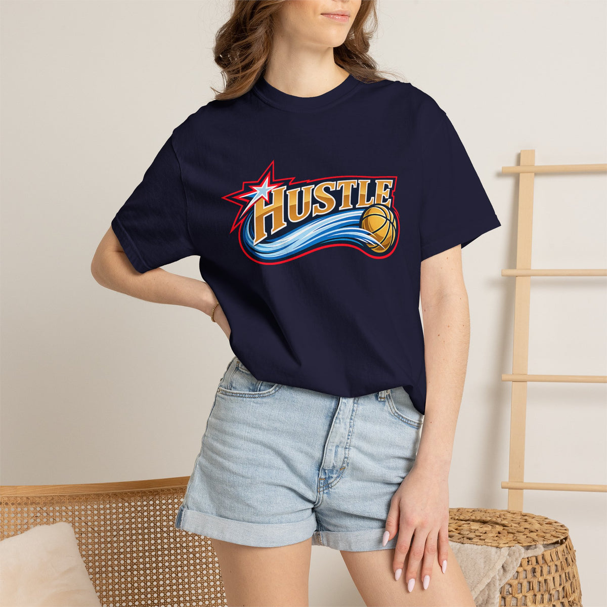 Hustle Sixers Logo T-Shirt - Retro 76ers Tee Comfort Colors