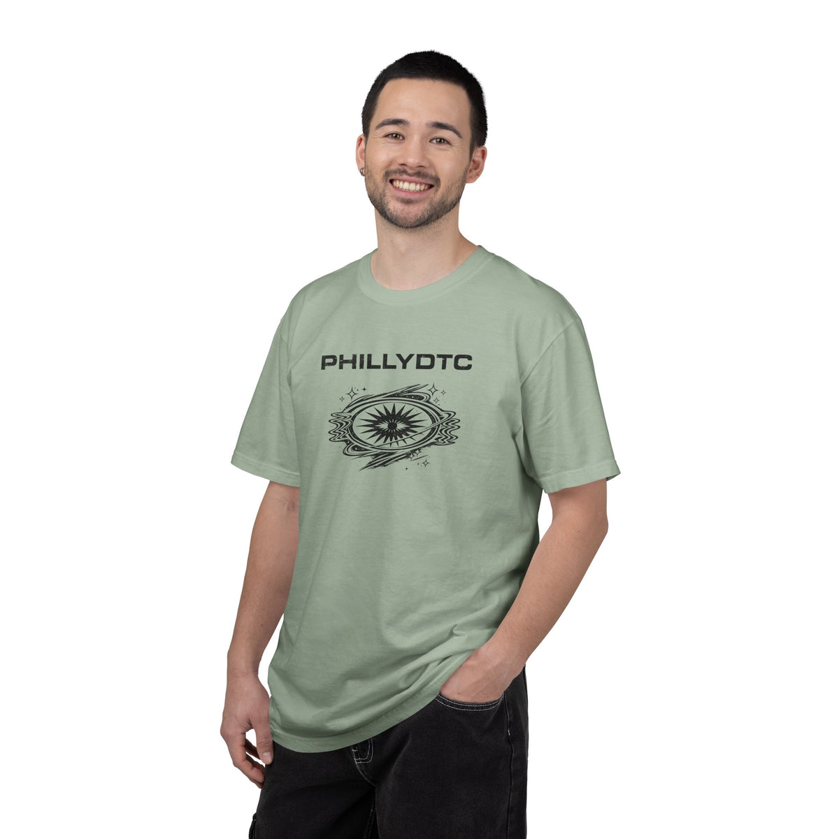 PhillyDTC 90s Rave Graphic Tee - Cosmic Compass Grunge T-Shirt