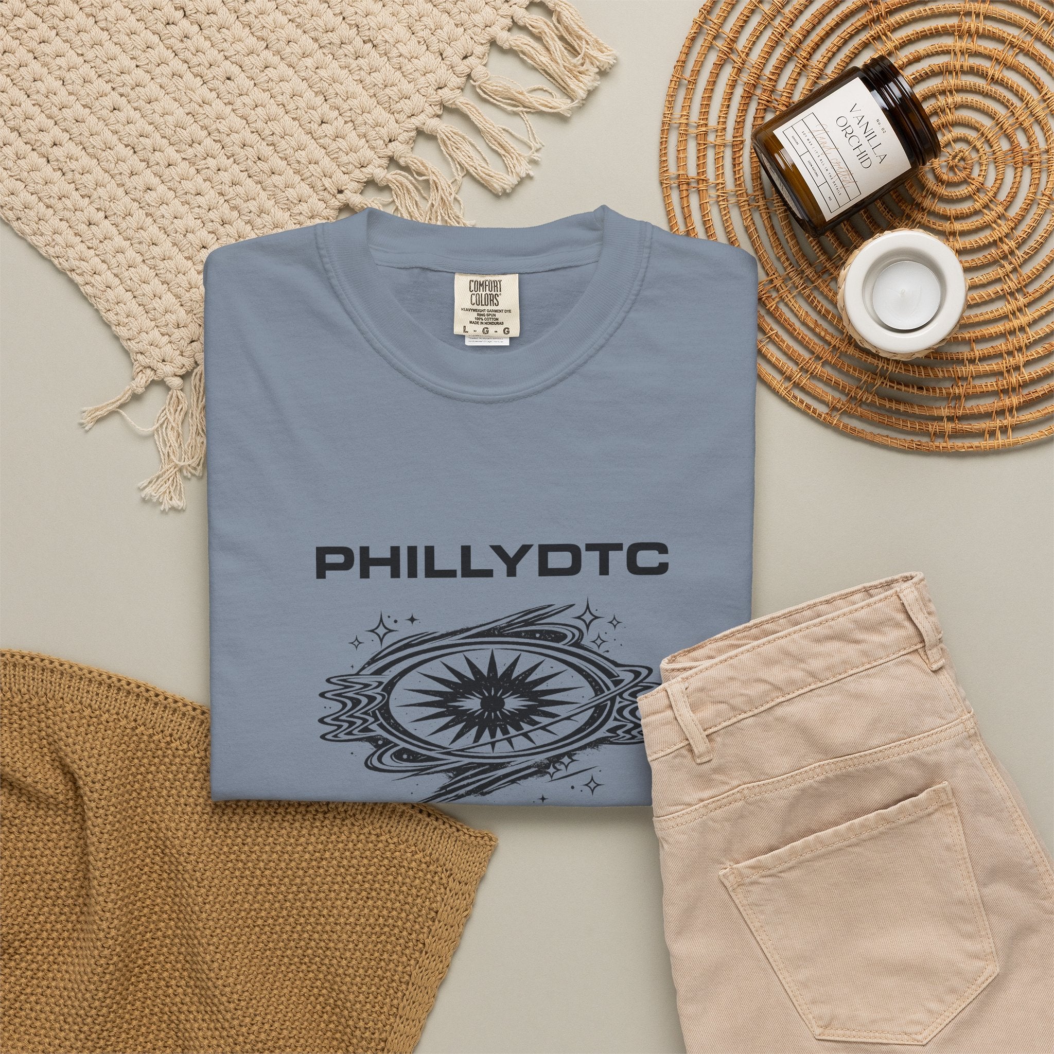 PhillyDTC 90s Rave Graphic Tee - Cosmic Compass T-Shirt
