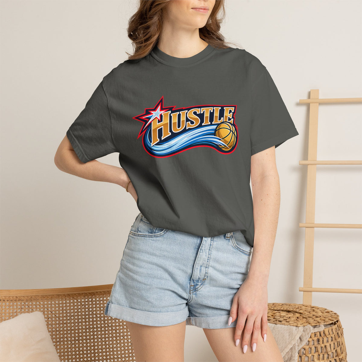 Hustle Sixers Logo T-Shirt - Retro 76ers Tee Comfort Colors