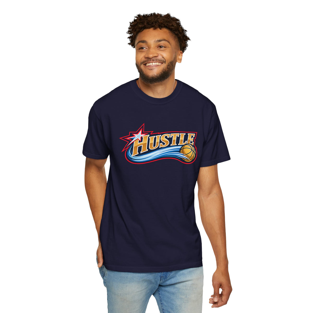 Hustle Sixers Logo T-Shirt - Retro 76ers Tee Comfort Colors