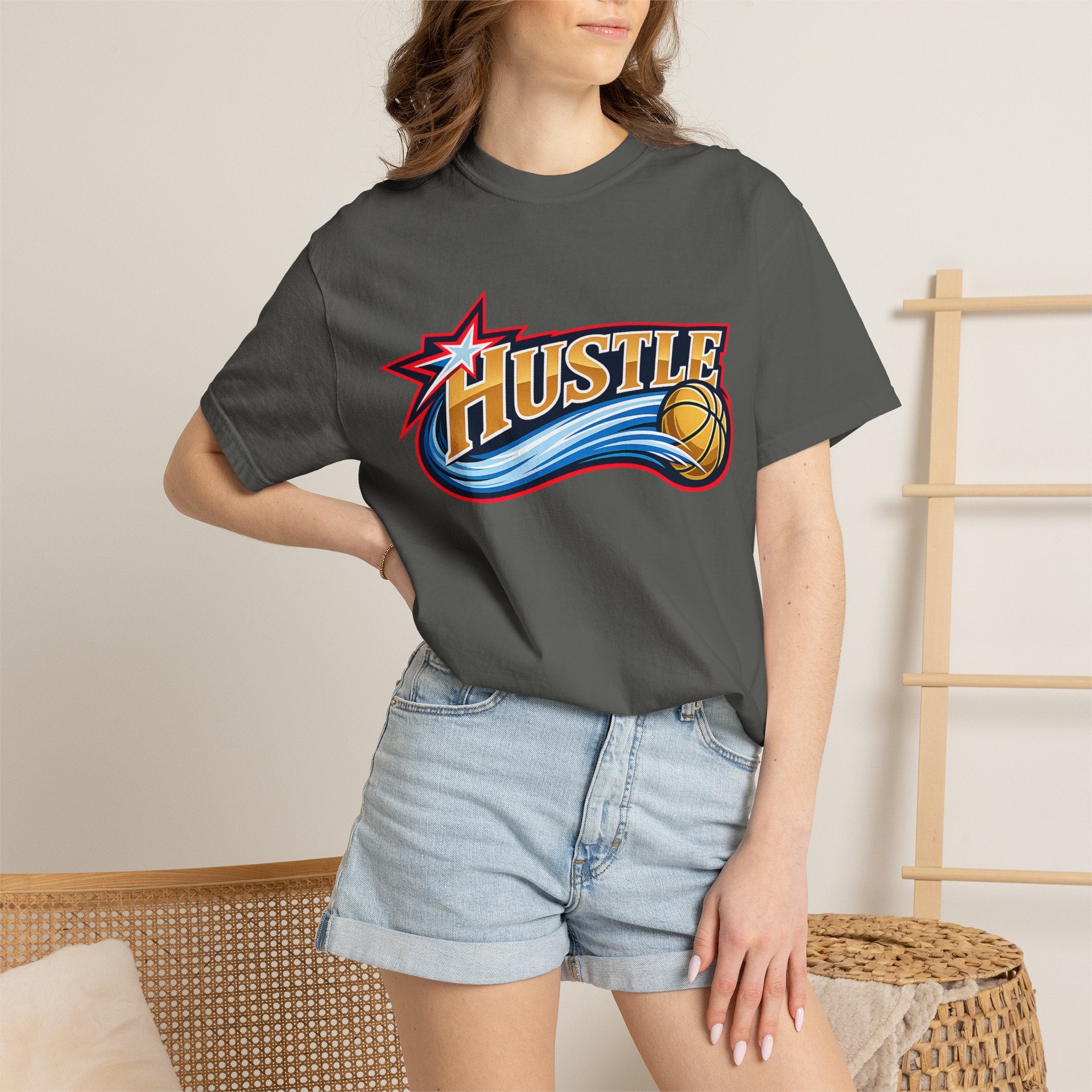 Hustle Sixers Logo T-Shirt - Retro 76ers Tee Comfort Colors