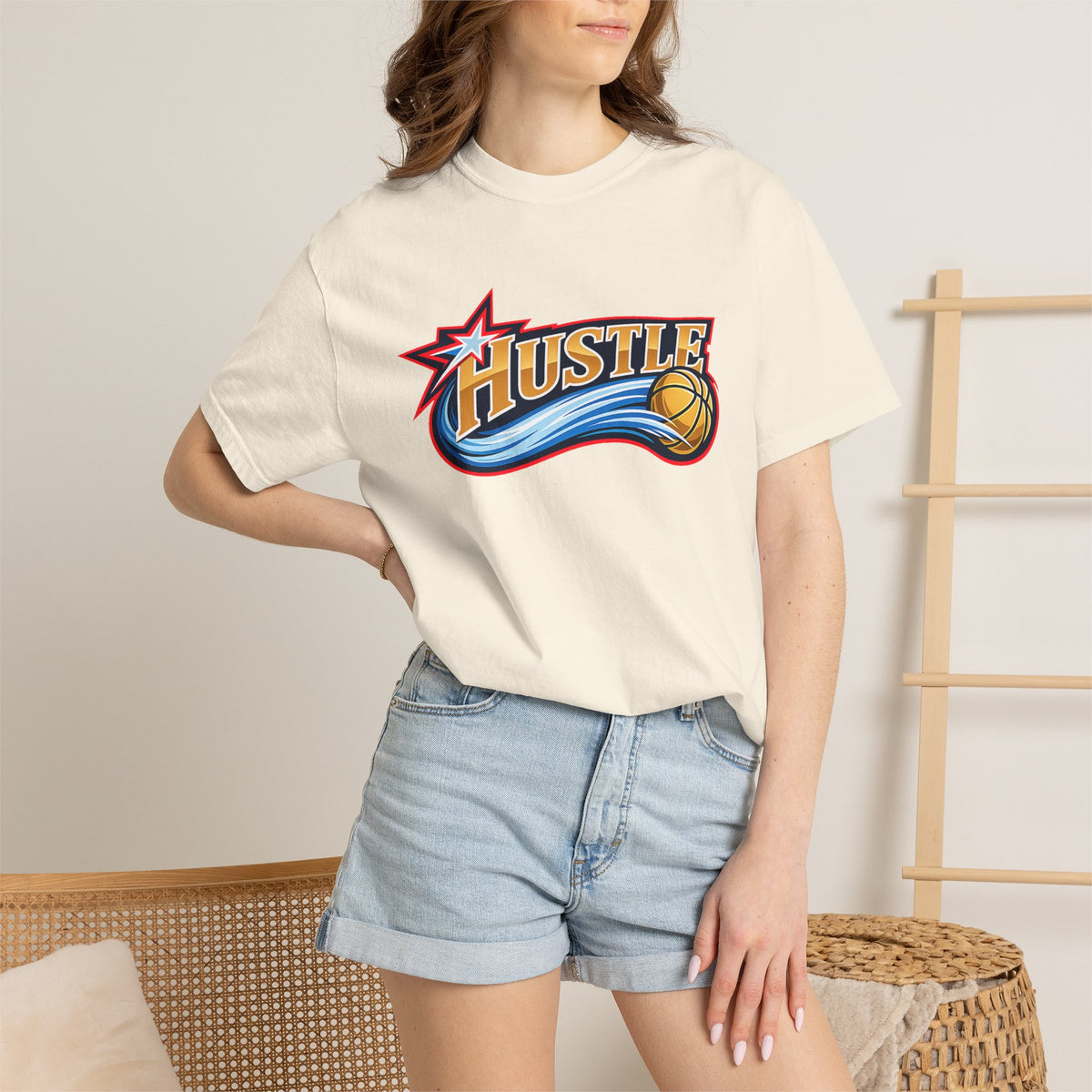 Hustle Sixers Logo T-Shirt - Retro 76ers Tee Comfort Colors