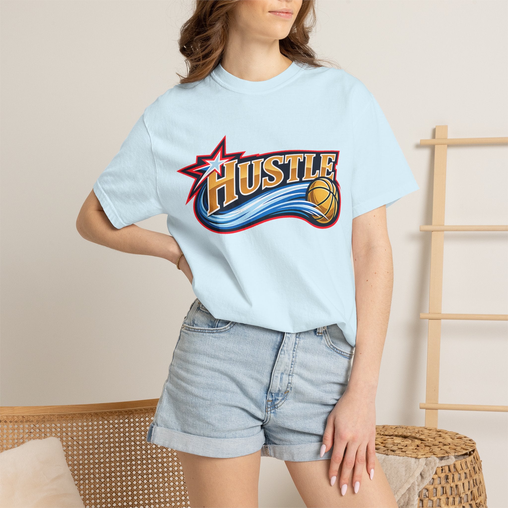 Hustle Sixers Logo T-Shirt - Retro 76ers Tee Comfort Colors