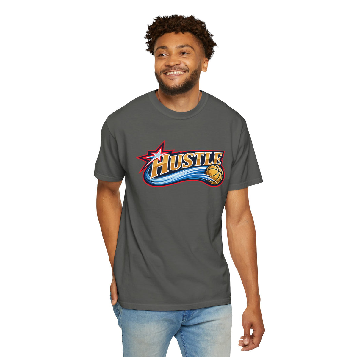 Hustle Sixers Logo T-Shirt - Retro 76ers Tee Comfort Colors
