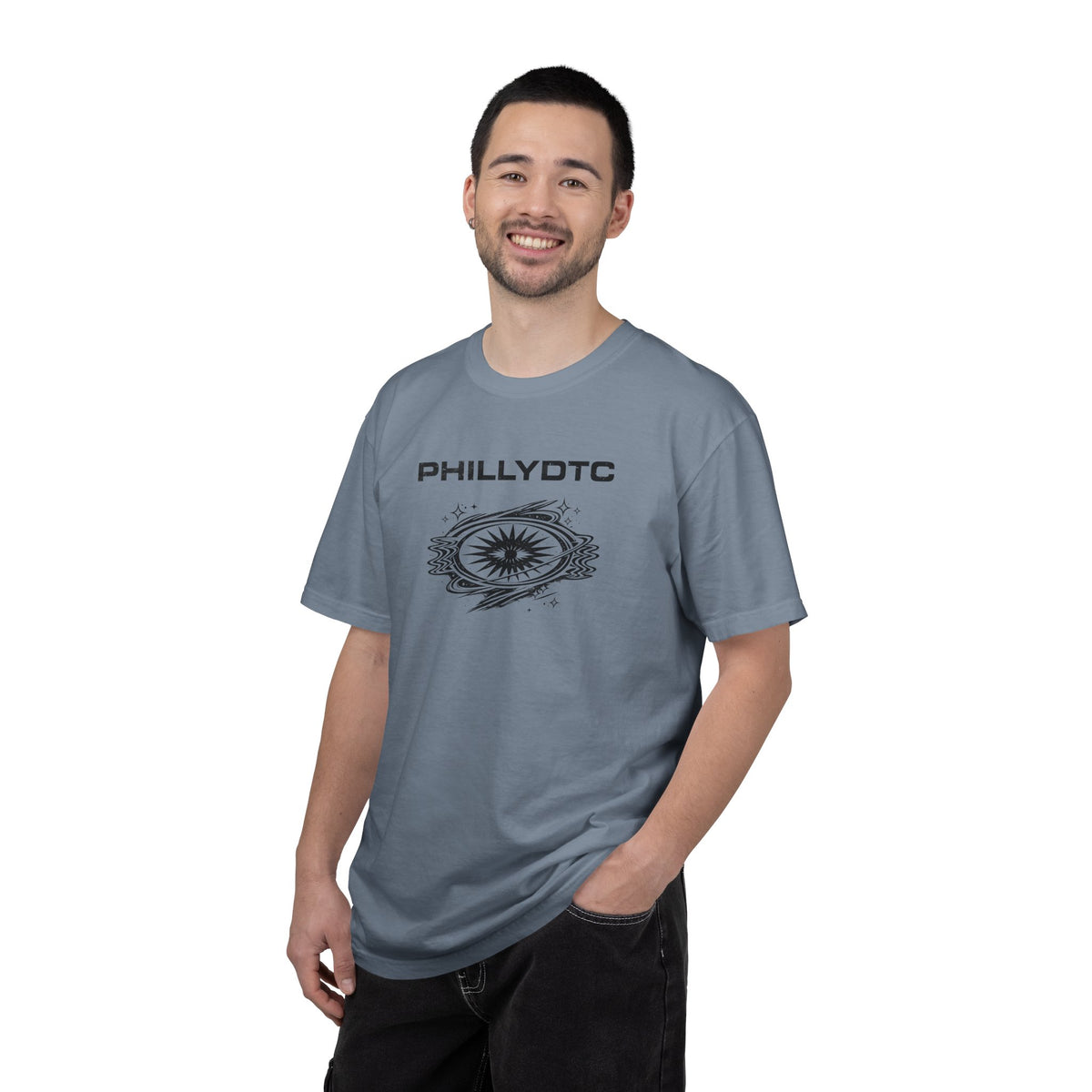 PhillyDTC 90s Rave Graphic Tee - Cosmic Compass Grunge T-Shirt