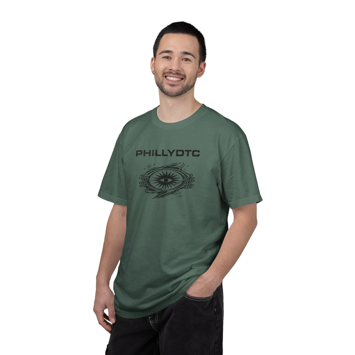 PhillyDTC 90s Rave Graphic Tee - Cosmic Compass Grunge T-Shirt