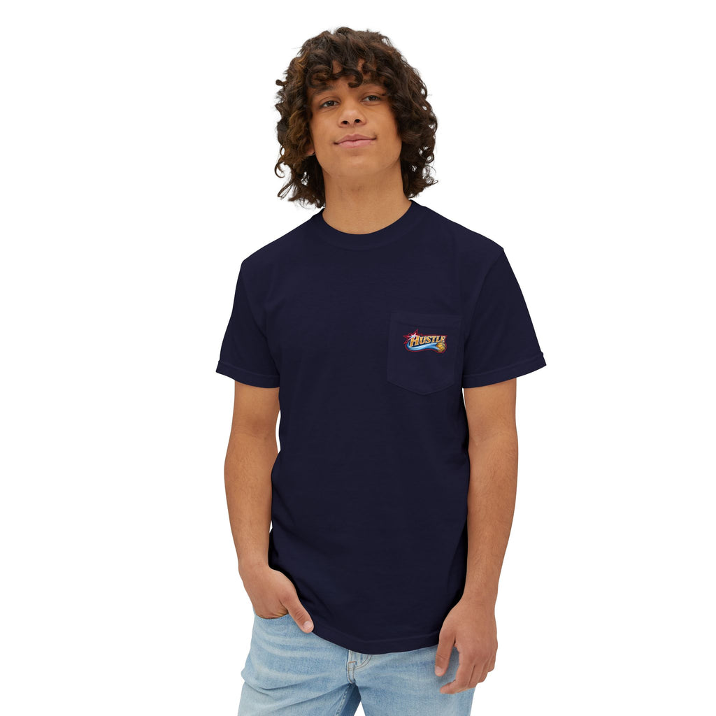 Hustle Sixers Logo Pocket Tee - Retro 76ers Pocket T-Shirt Comfort Colors