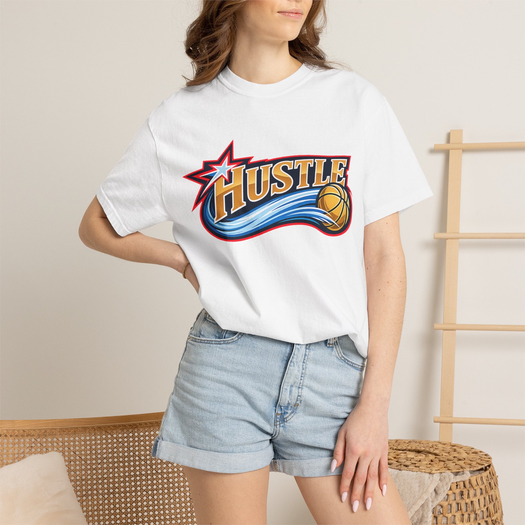 Hustle Sixers Logo T-Shirt - Retro 76ers Tee Comfort Colors