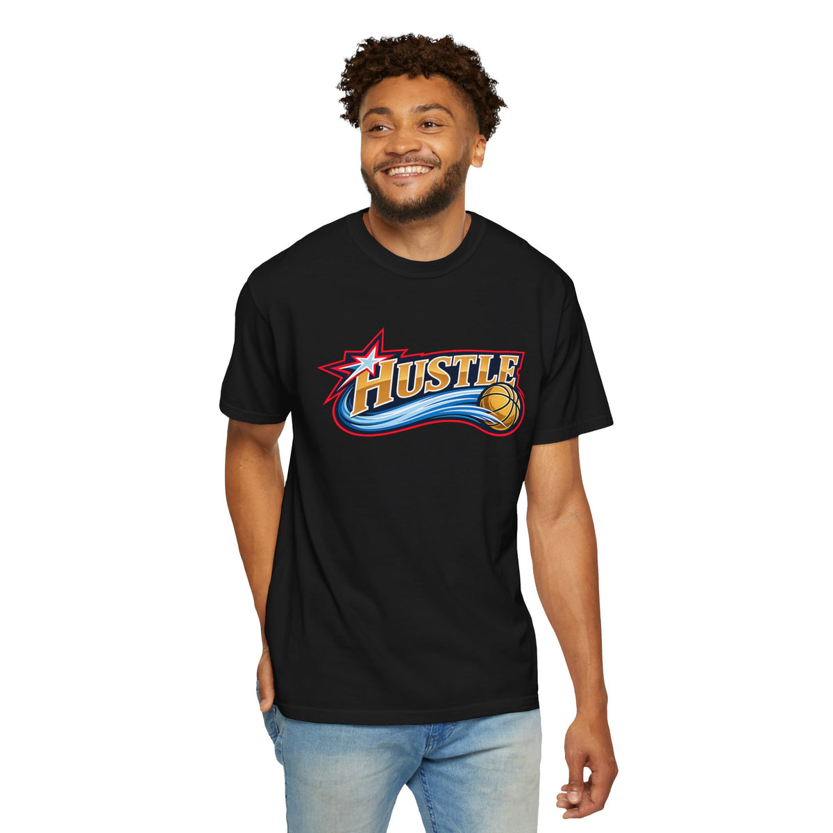 Hustle Sixers Logo T-Shirt - Retro 76ers Tee Comfort Colors